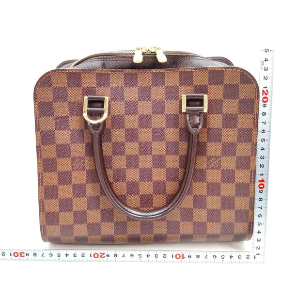 Auth LOUIS VUITTON Damier Ebene Triana Handbag Brown - Picture 2 of 13